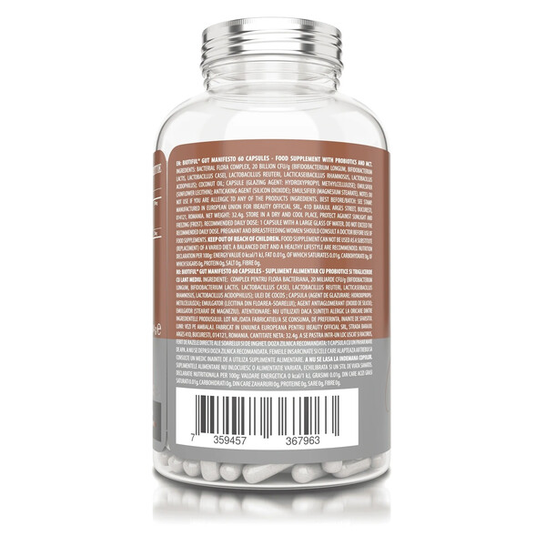Gut Manifesto, 60 capsules, Probiotice cu 6 tulpini + MCT, Biotiful Life, изображение 3