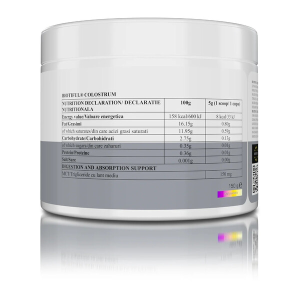 Colostrum, 150 g, Colostru bovin pentru susținerea imunității, Biotiful Life, изображение 2