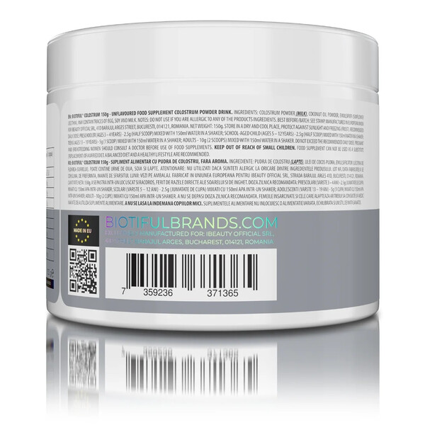 Colostrum, 150 g, Colostru bovin pentru susținerea imunității, Biotiful Life, изображение 3