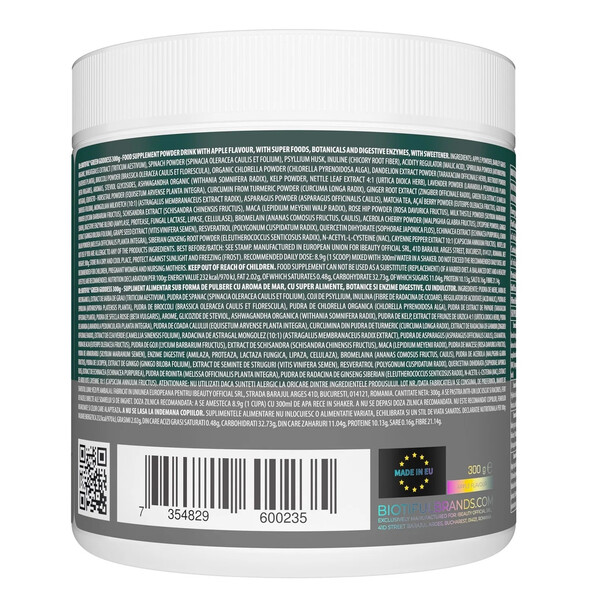 Green Goddess, 300 g, Superfood cu extracte din plante verzi, Biotiful Life, изображение 3